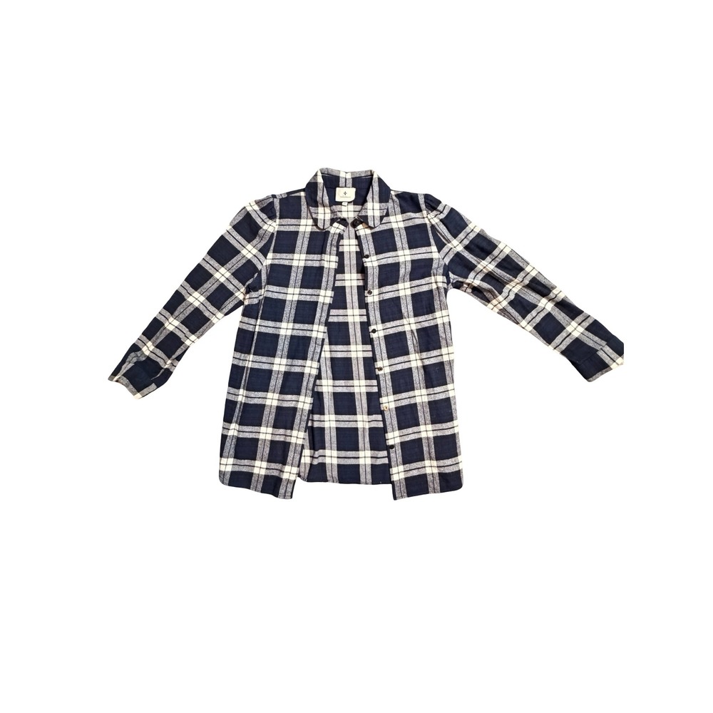 Tuckernuck Plaid Flannel Button Down Shirt Womens XL Navy White